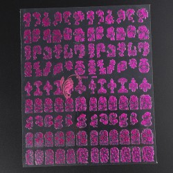 Stickere 3D Combinate 108 Roz inchis Metalizat, XXL